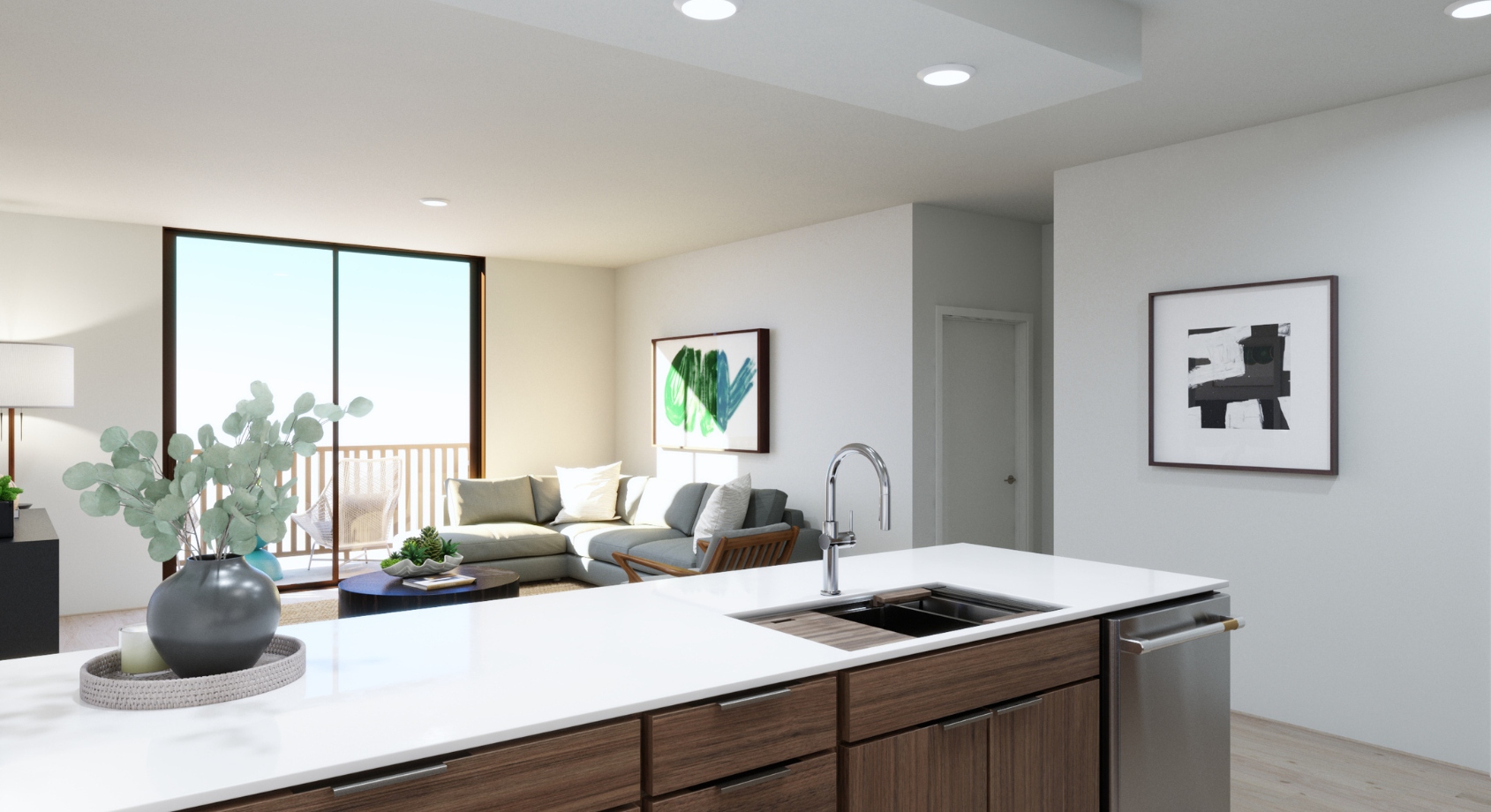 Malu Koa West Plan 2-A6R - Kitchen and Living Room