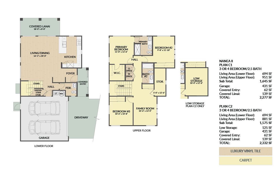 Plan C2 upper and lower floor plan