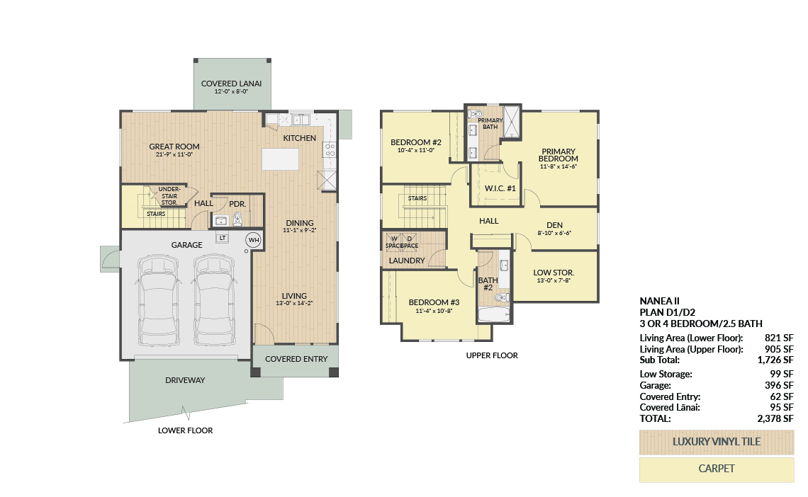 Plan D lower and upper floor plan