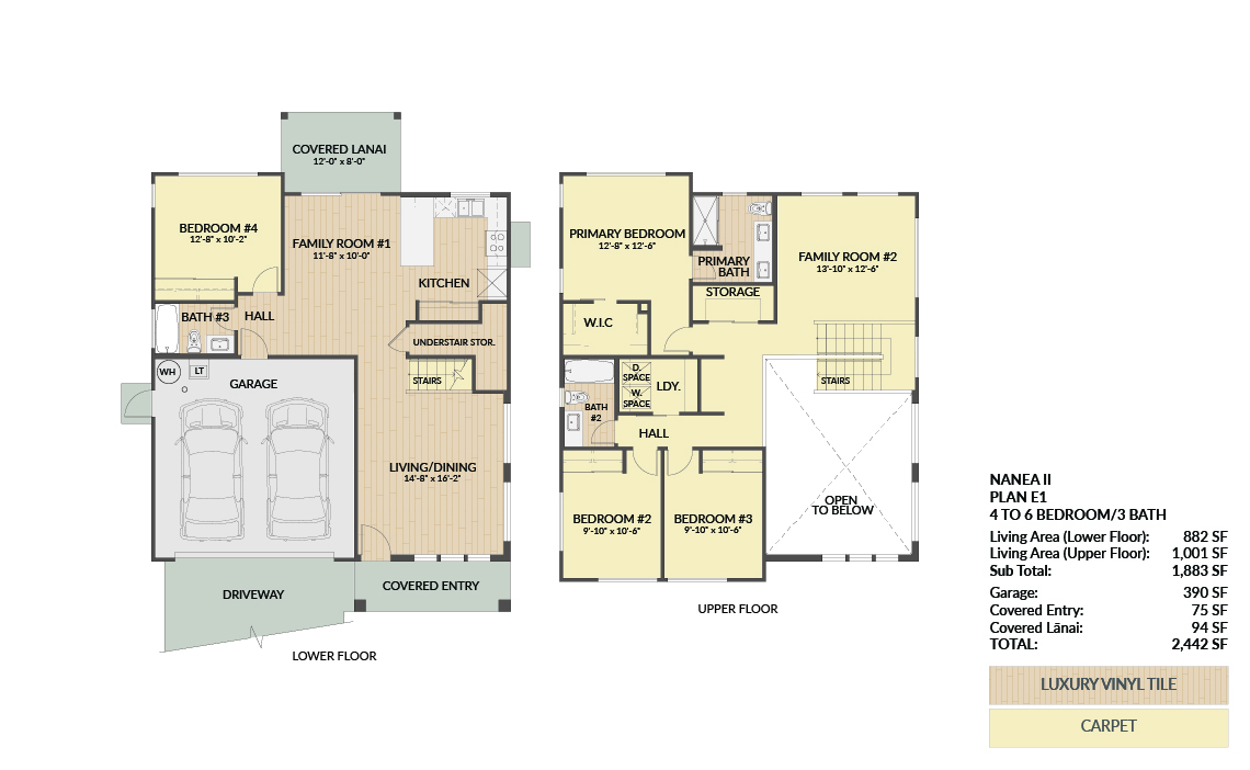 Plan E1 lower and upper floor